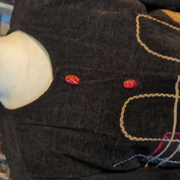 Vtg 90s patchwork bohemian indie Embellished black unique blazer sz L - Picture 5 of 9